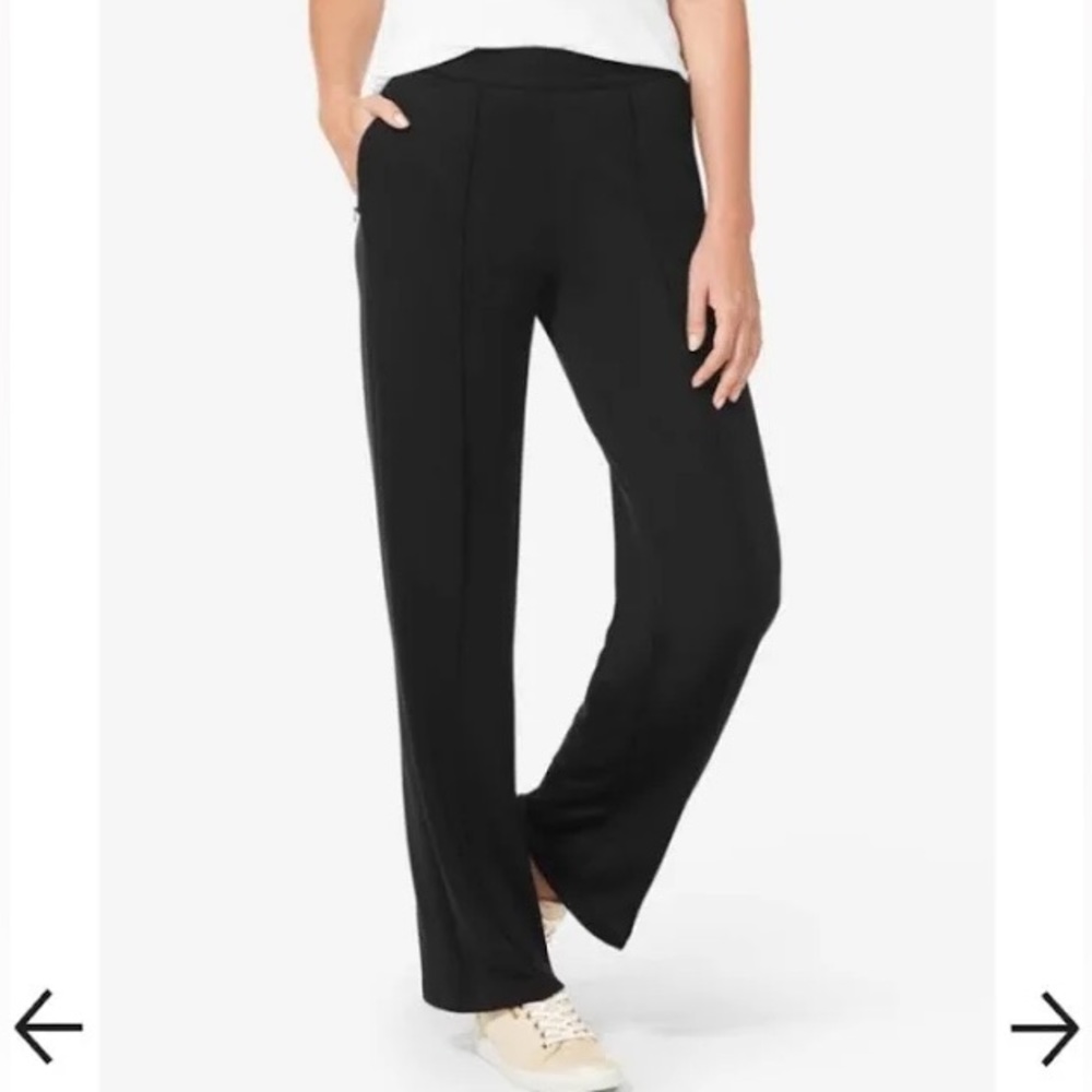 TOMMY JOHN - (M) -GO ANYWHERE® PINTUCK WIDE LEG PANTS IN BLACK